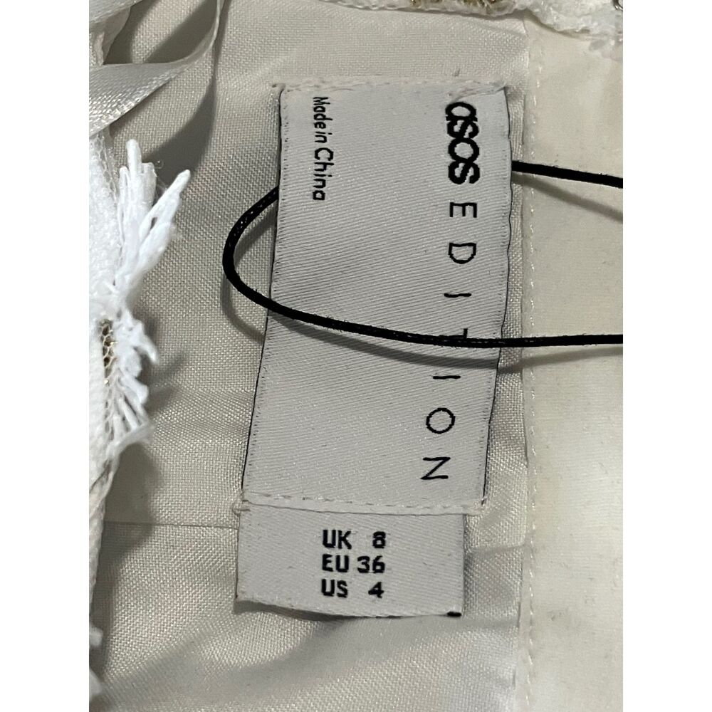 ASOS EDITION Ivory Embroidered Daisy Midi Dress UK 8 / US 4 – NWT Puff Sleeve - Picture 8 of 13